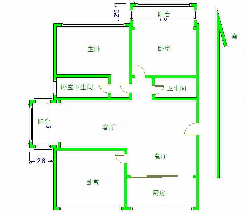 府街庭院3室2厅2卫129.86㎡南北108万