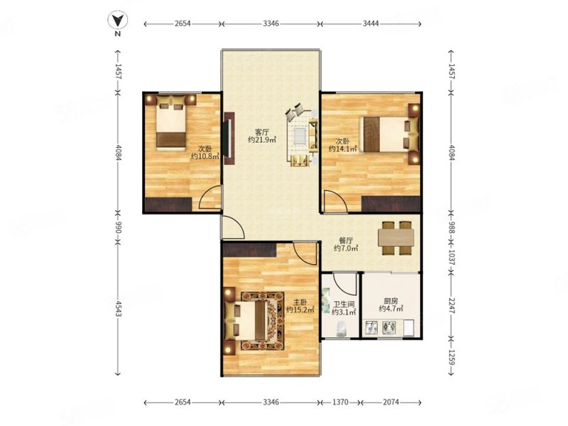 新秀村(南区)3室2厅1卫88㎡南北330万