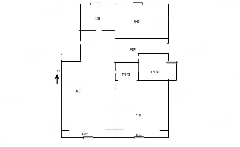 通用博园3室2厅2卫86.08㎡南北235万