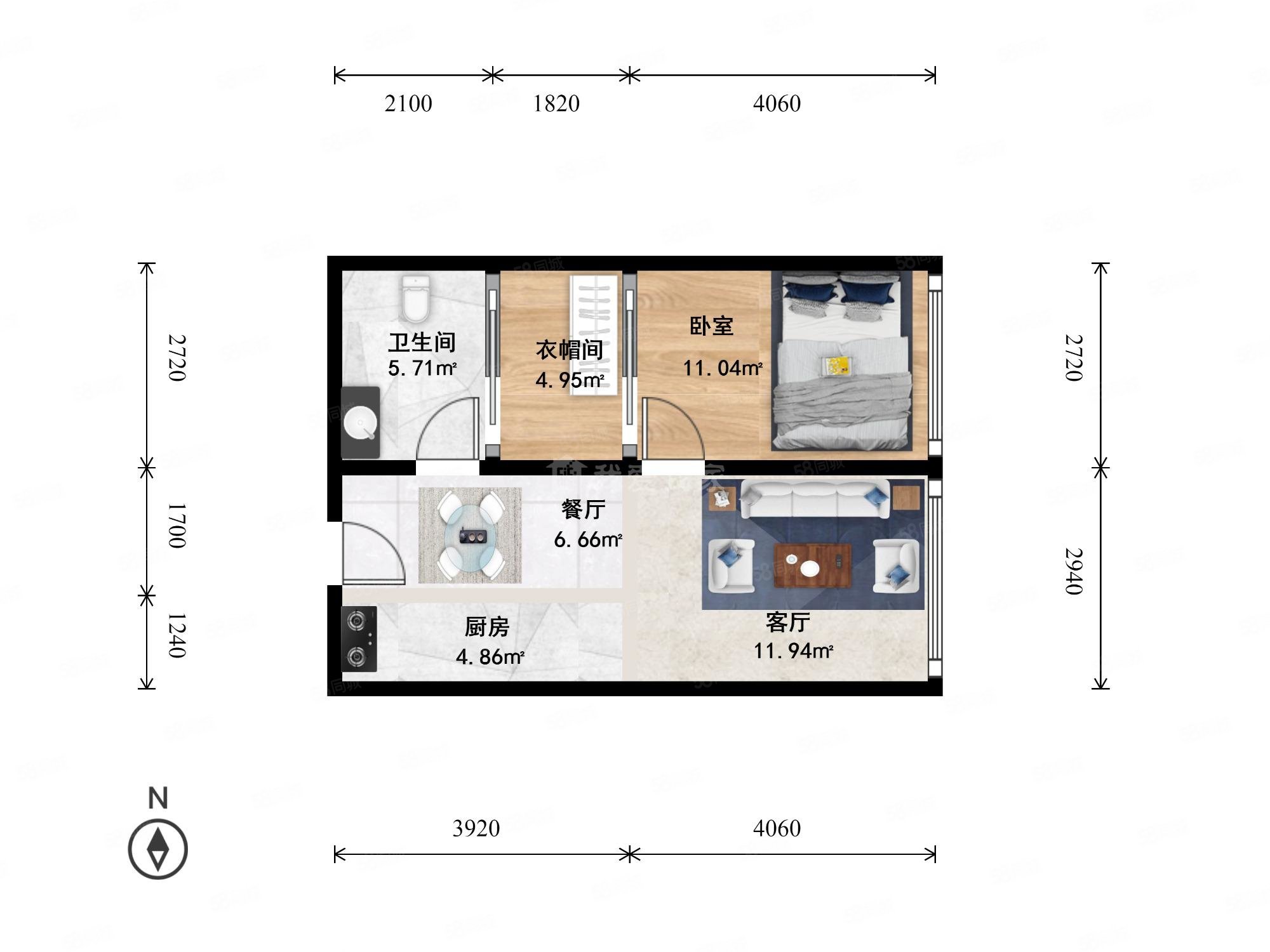 万象城悦玺1室2厅1卫82.06㎡南350万