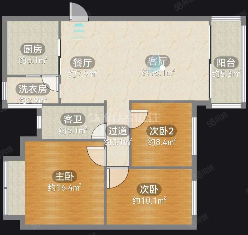 恒大城(一二期)3室2厅1卫112.18㎡南66万