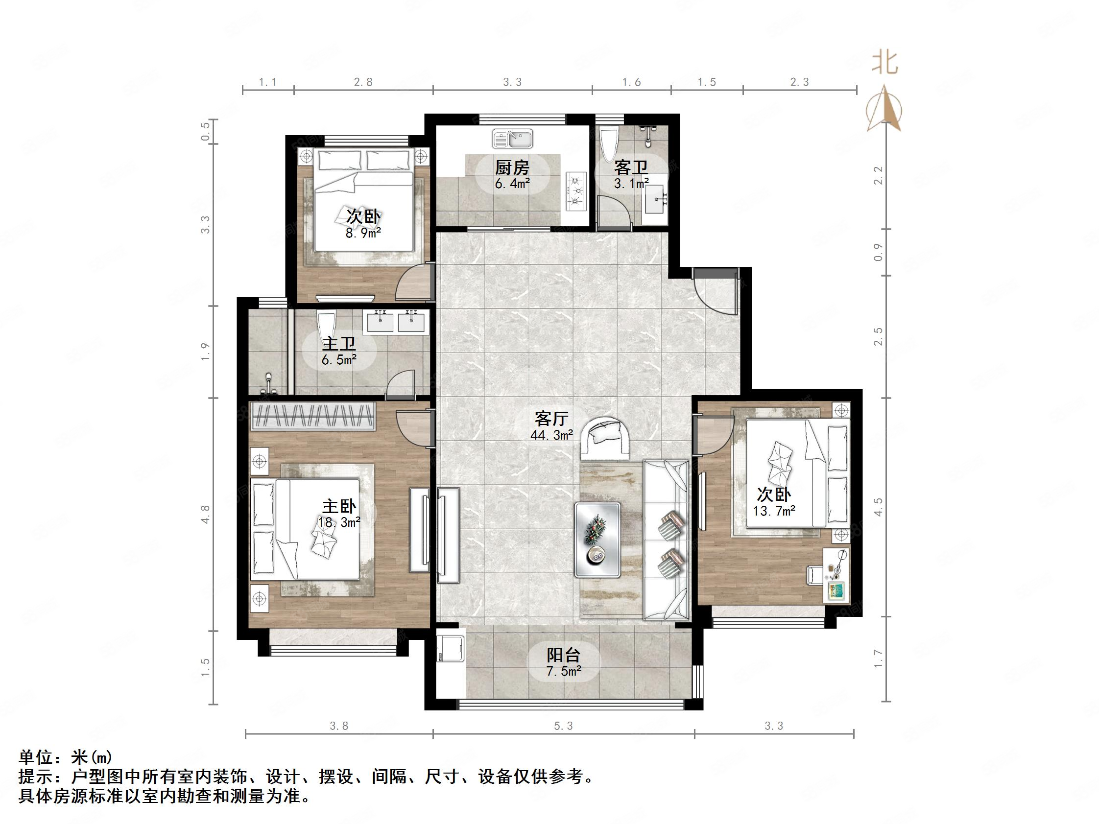 奥体铂悦府3室2厅2卫156㎡南北365万