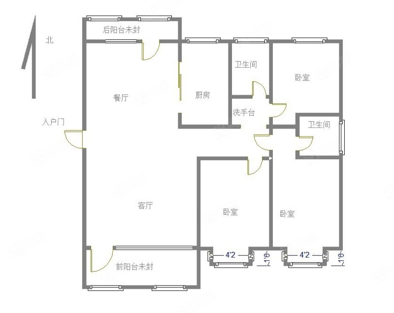 碧桂园济州印象3室2厅2卫132.14㎡南北120万