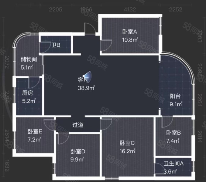 银桦新村5室2厅2卫158㎡南北365万