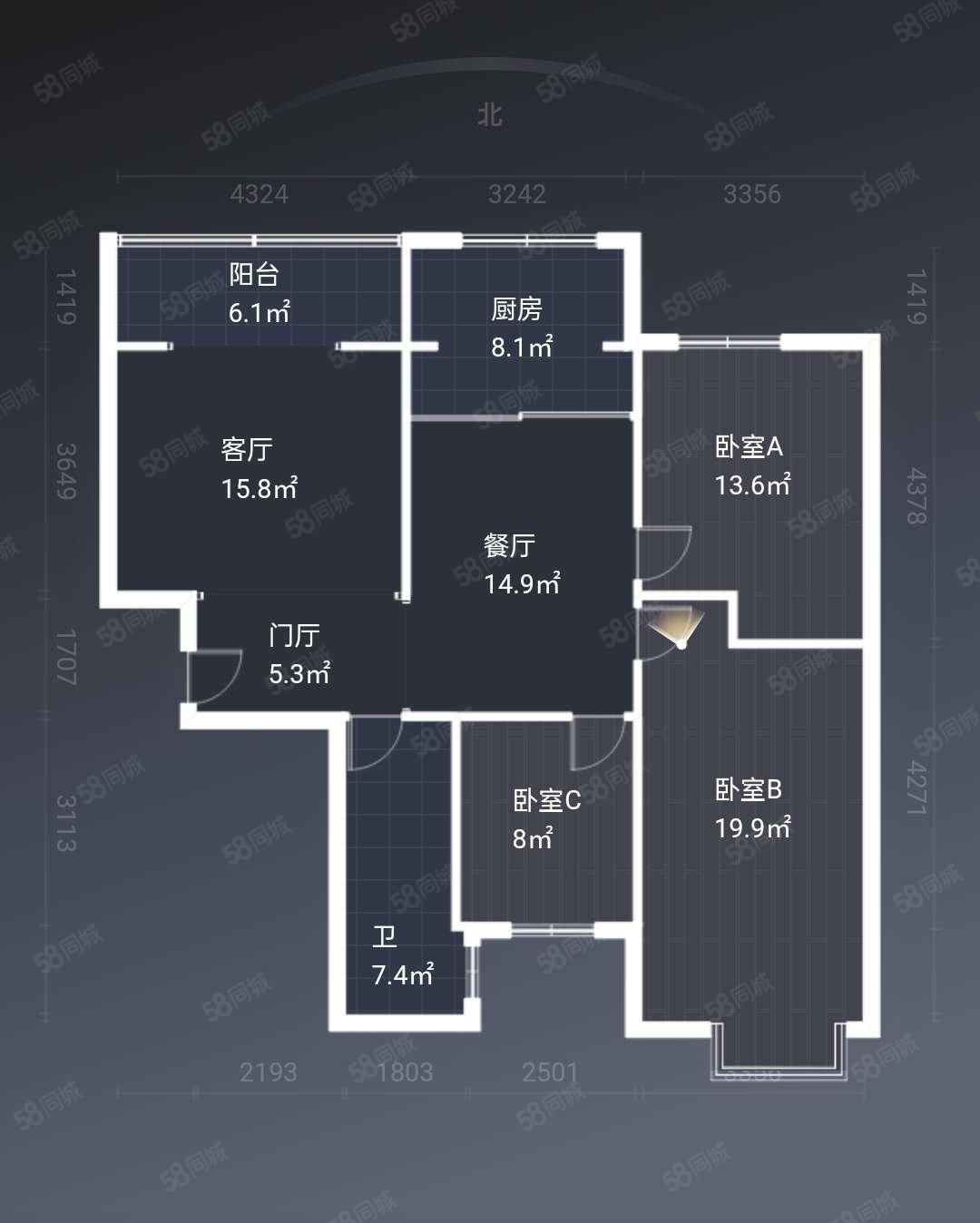 西湖翠庭3室2厅1卫138㎡南北66万