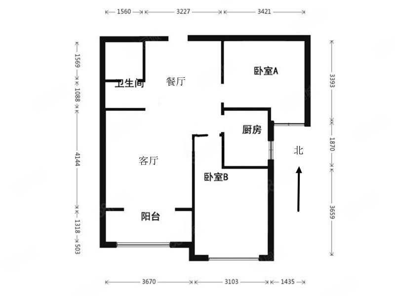 燕都紫阁2室2厅1卫94.4㎡南北115万