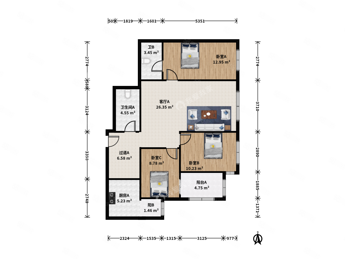電子城小區(qū)3室1廳2衛(wèi)128.46㎡東南543萬