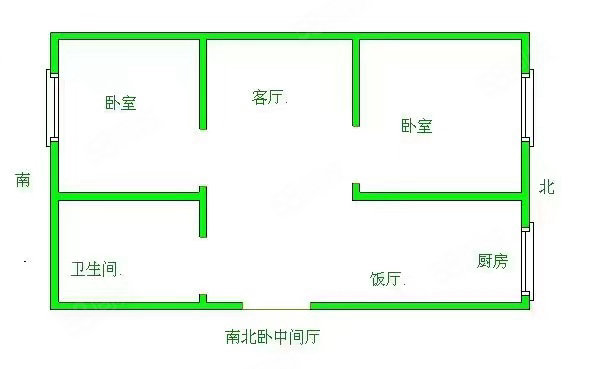 明珠园2室2厅1卫60㎡南北15.3万