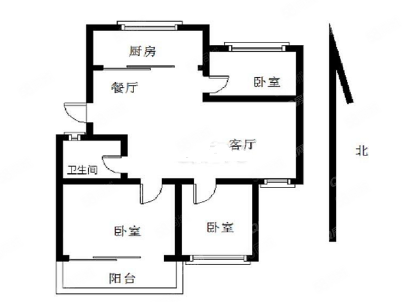 裕和兴苑(东区)3室2厅1卫89.41㎡南北72万