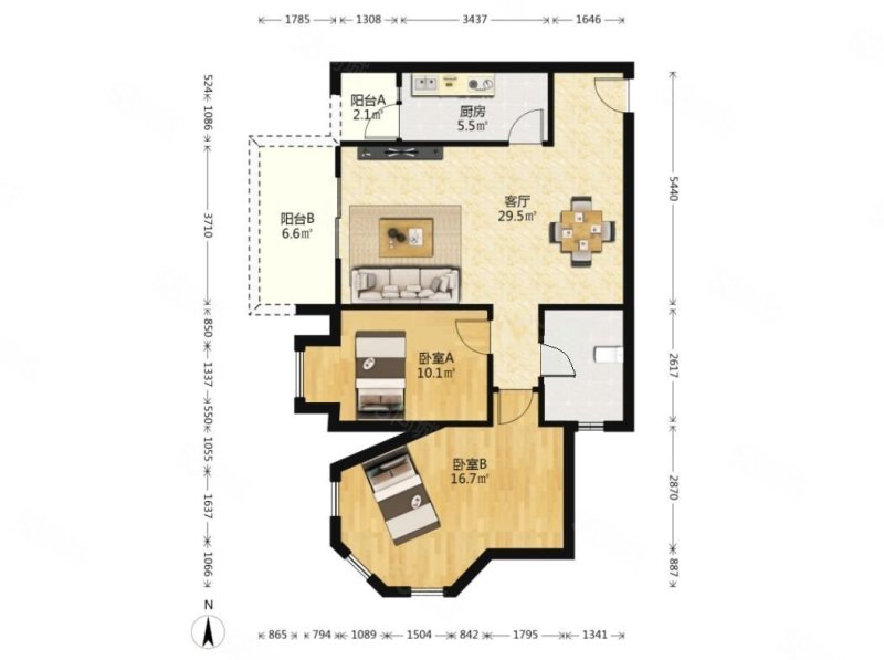 艺锦湾2室1厅1卫90.37㎡南123万