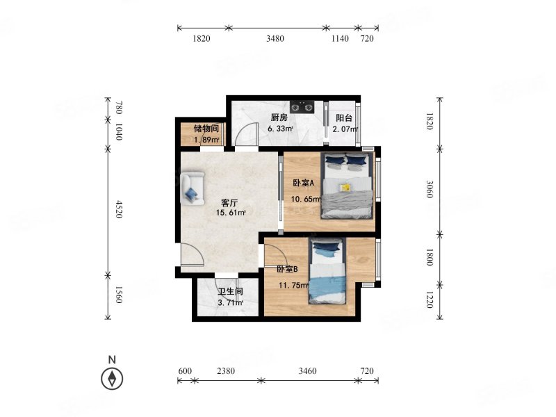 东方银座2室1厅1卫80.76㎡东700万