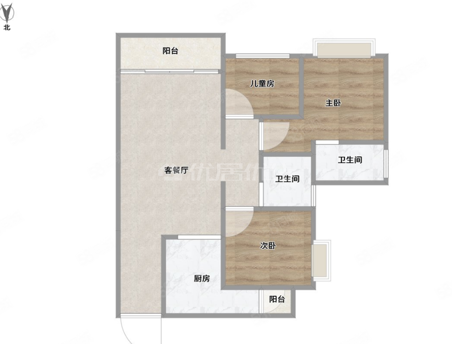 广投龙象府3室2厅2卫100.98㎡西南126万