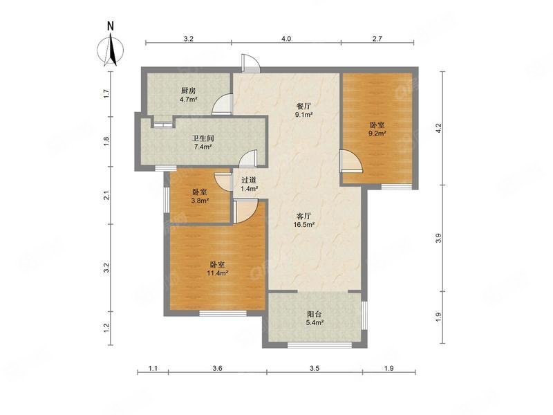 和昌都汇华府3室2厅1卫89.85㎡南170万