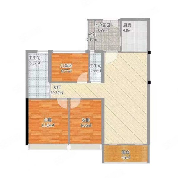 六福山庄3室2厅2卫125㎡南北70.8万