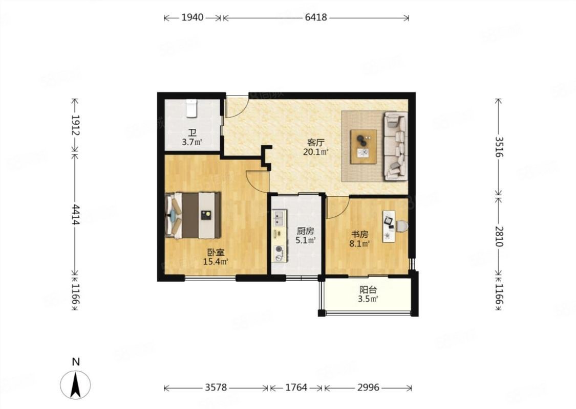 小城花园2室1厅1卫81㎡南220万