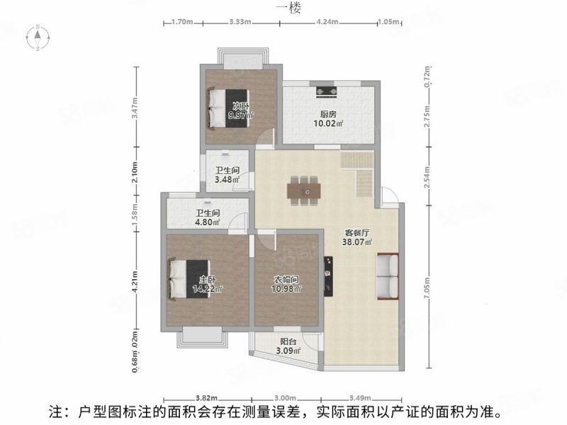 写意空间4室3厅3卫123.3㎡南北388万