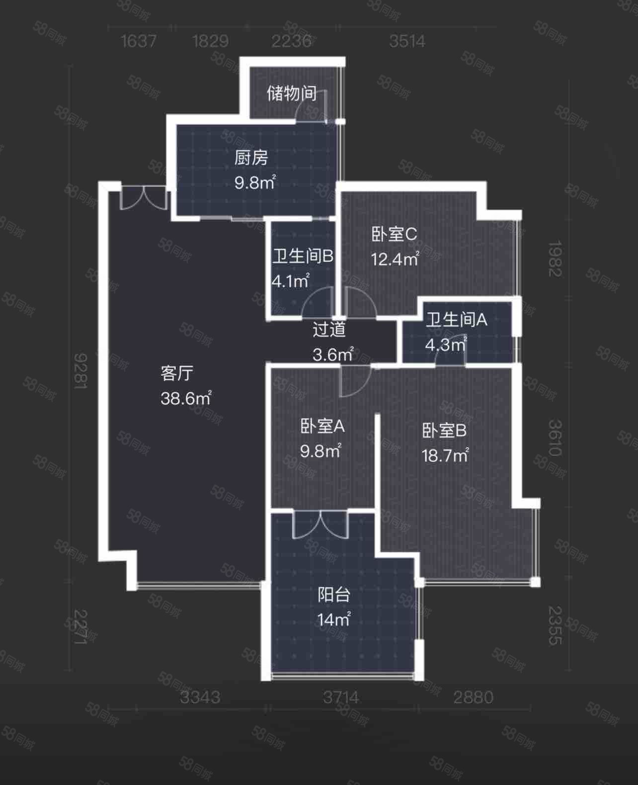 春天大道3室2厅2卫123.02㎡东南175万