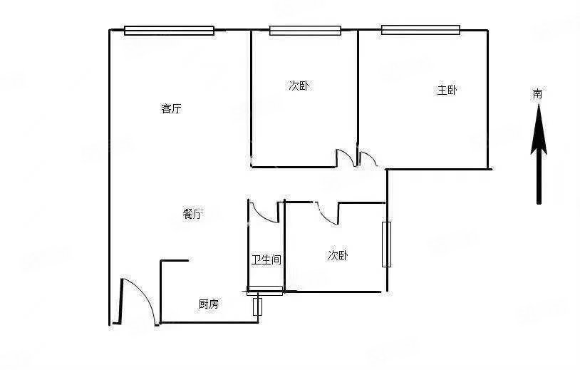 天景园3室2厅1卫104㎡南北61万