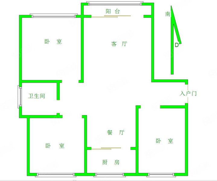 金鼎公馆3室2厅1卫135㎡南北105万