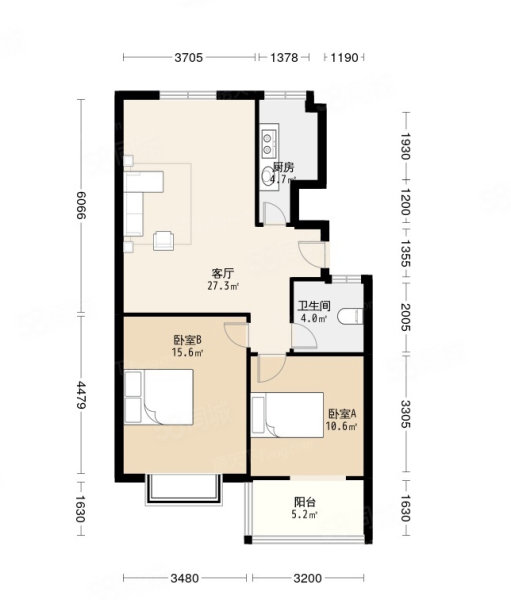 小单家小区2室2厅1卫87.8㎡南北24.5万
