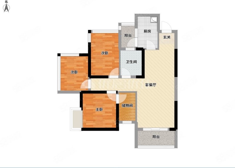 广西南宁青秀凤岭南保利领秀前城青秀郡南方向3室2厅1卫84.4㎡总价105万