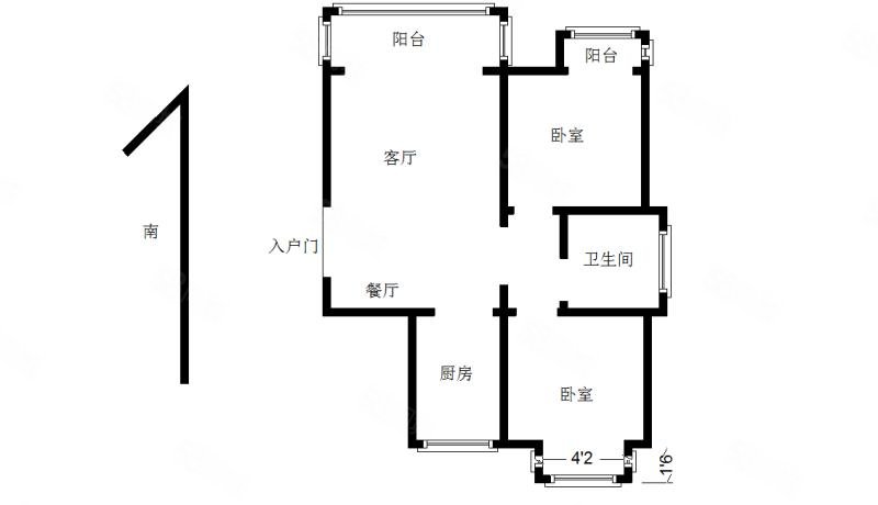 馨视界2室2厅1卫90.09㎡南北120万