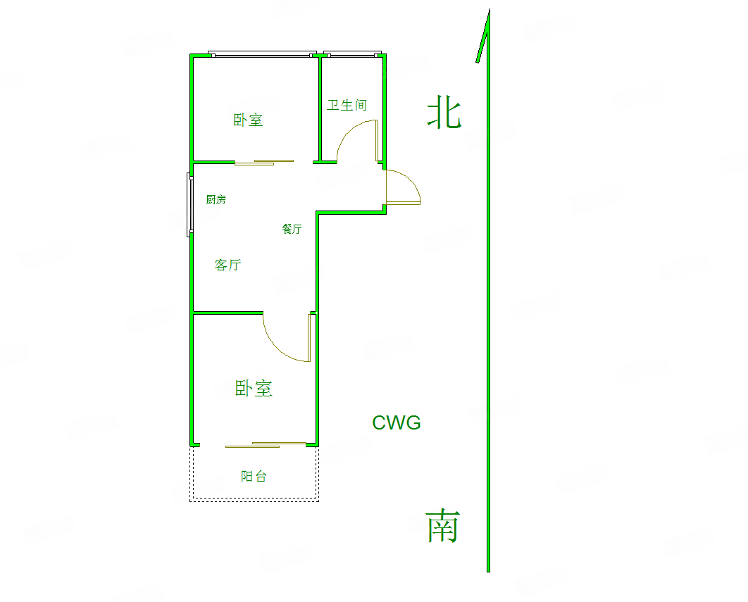 三塑宿舍2室2厅1卫49.84㎡南北95万