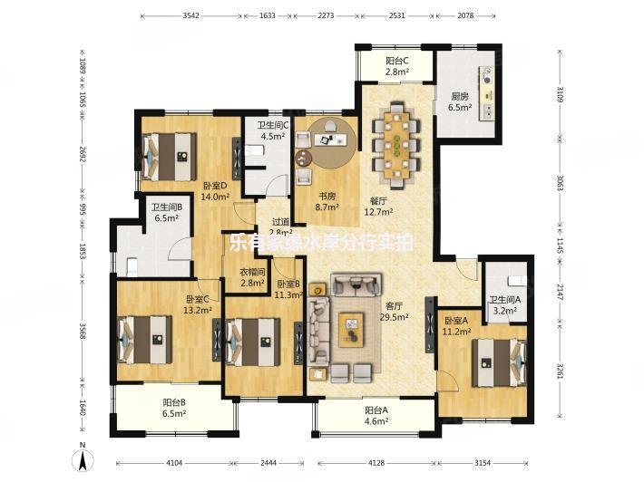 隆腾盛世5室2厅3卫122㎡南北163万