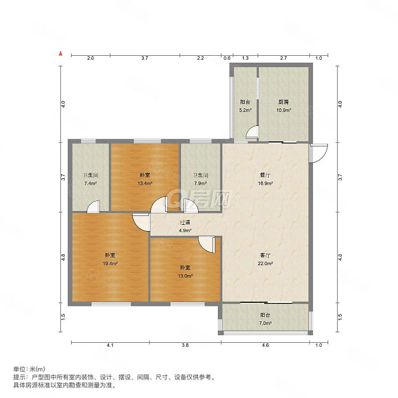 丽江花园3室2厅2卫103.76㎡南北79万