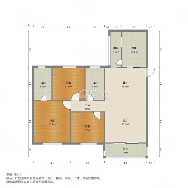 丽江花园3室2厅2卫103.76㎡南北79万