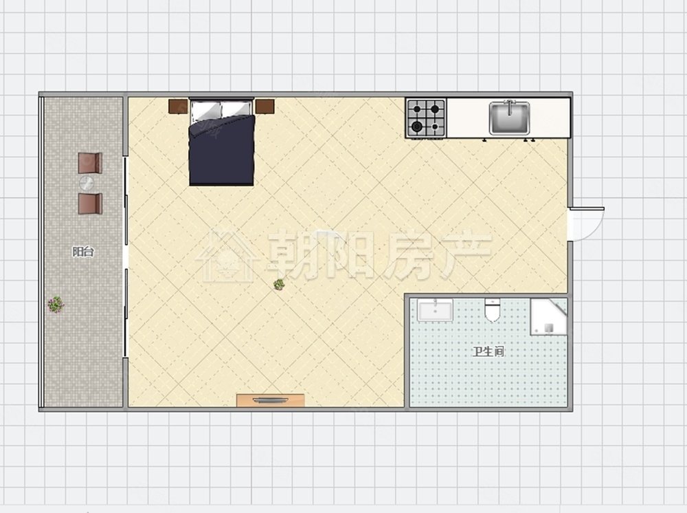 上品印象1室1厅1卫47㎡南北23.2万