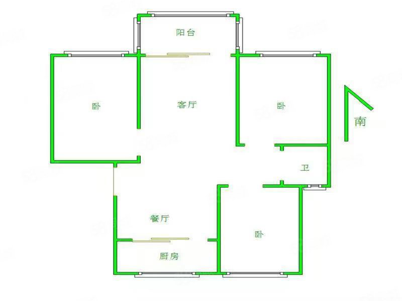 恒泰蓝湾2室2厅1卫97㎡南北69.8万