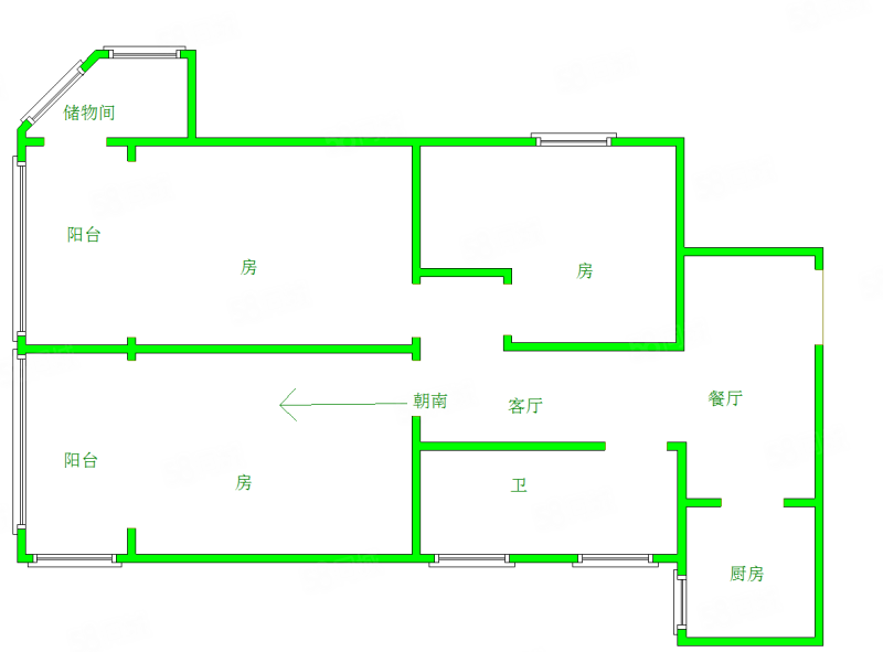 青年广场3室2厅1卫105.58㎡南北136万