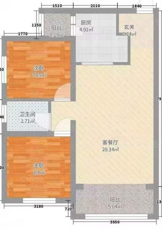 张湾机关家属楼2室2厅1卫105㎡南北45.8万