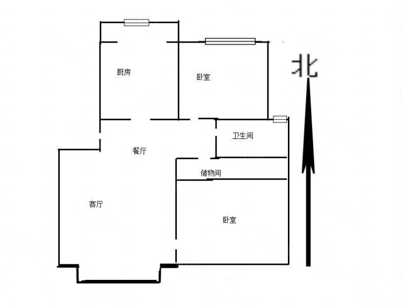 久润花园东区2室2厅1卫105㎡南北170万