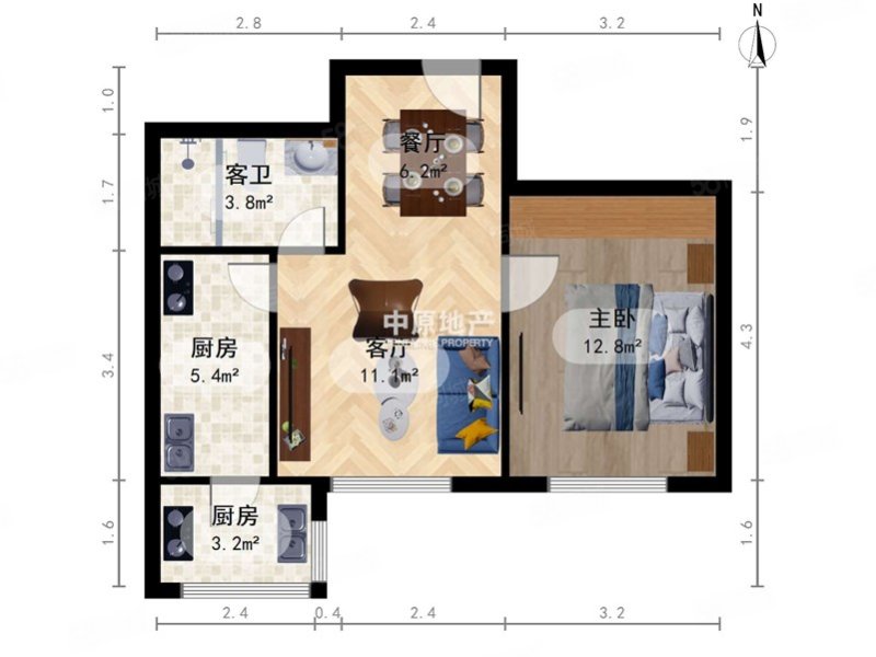 盛世嘉园1室1厅1卫57.67㎡南79万