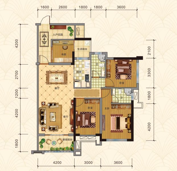 锦州时代广场4室2厅2卫128.9㎡南北64万