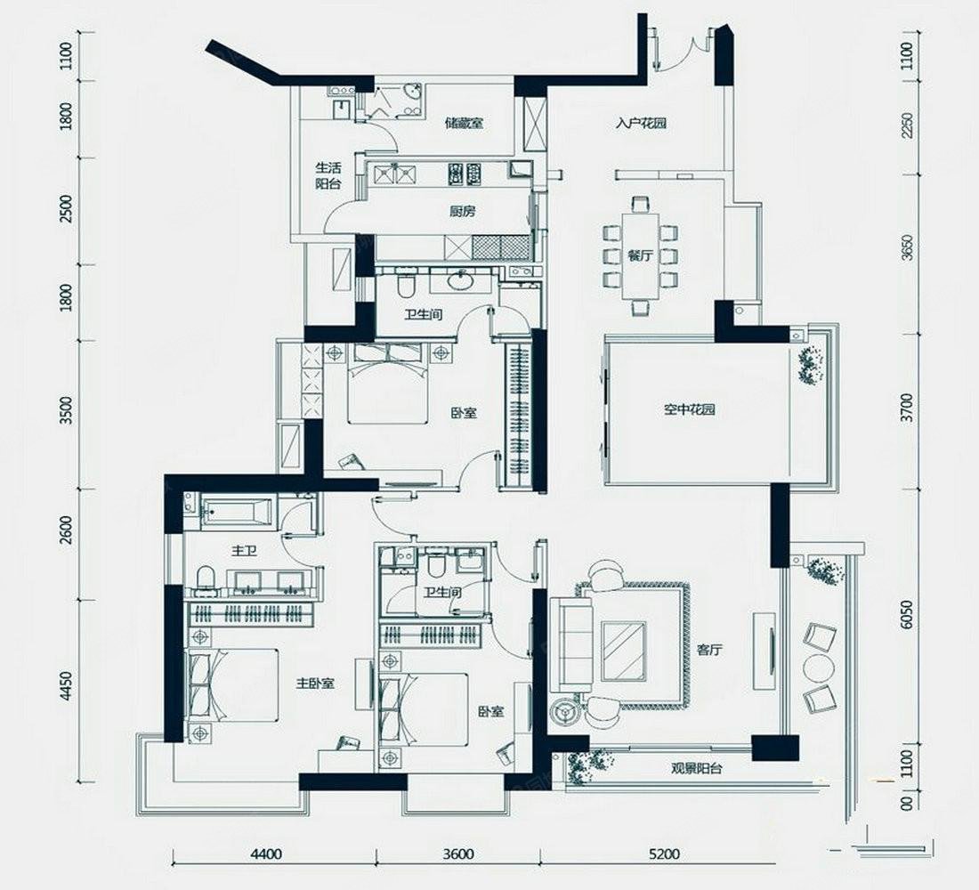 中海银海湾4室3厅3卫212.98㎡南680万