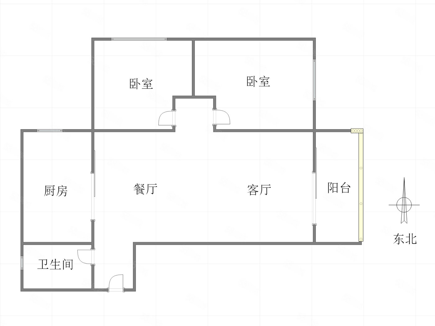 曦圆理工佳苑2室2厅1卫61㎡东北36.4万