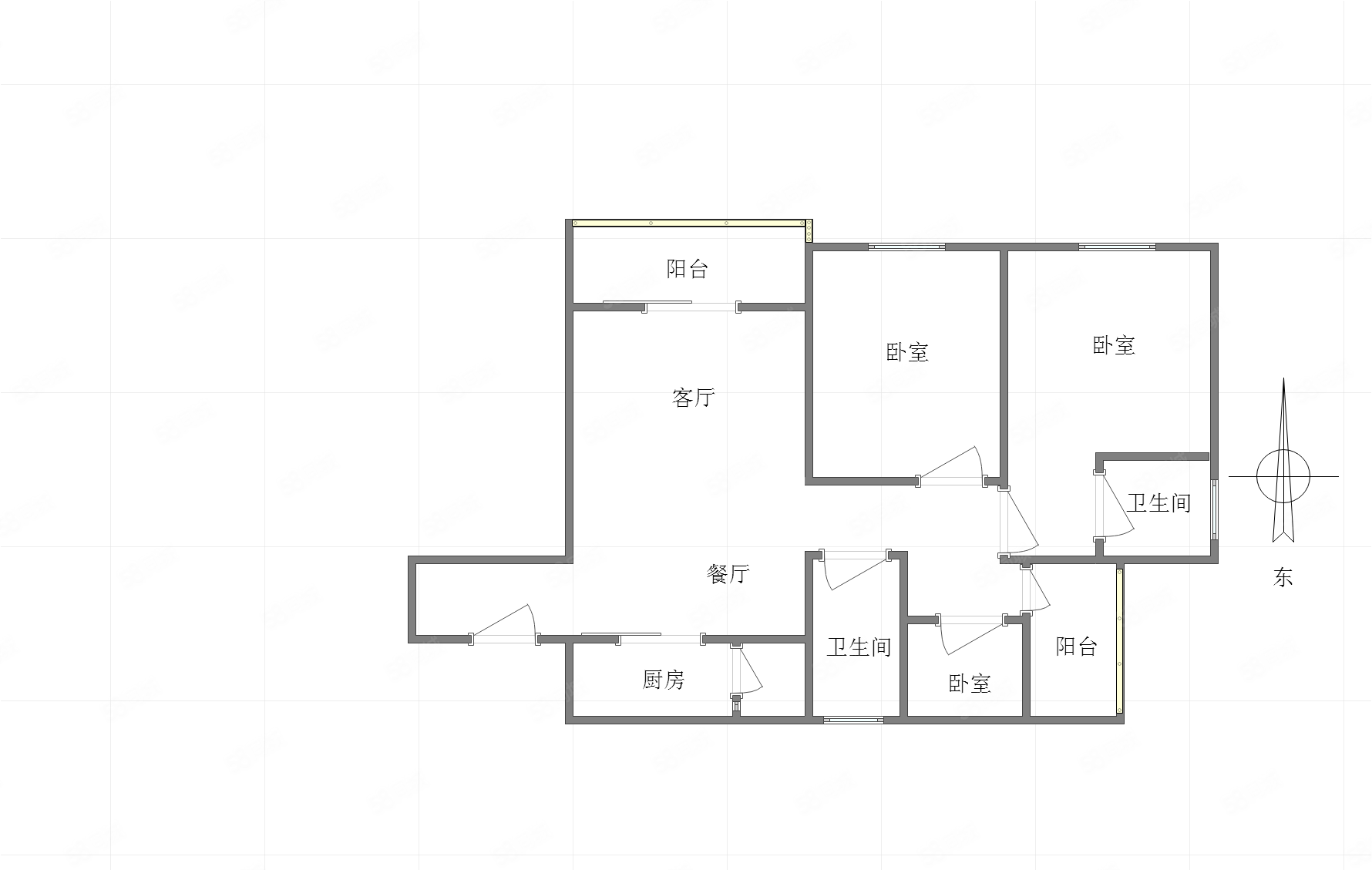 康桥融府A区3室2厅2卫96.9㎡南北165万