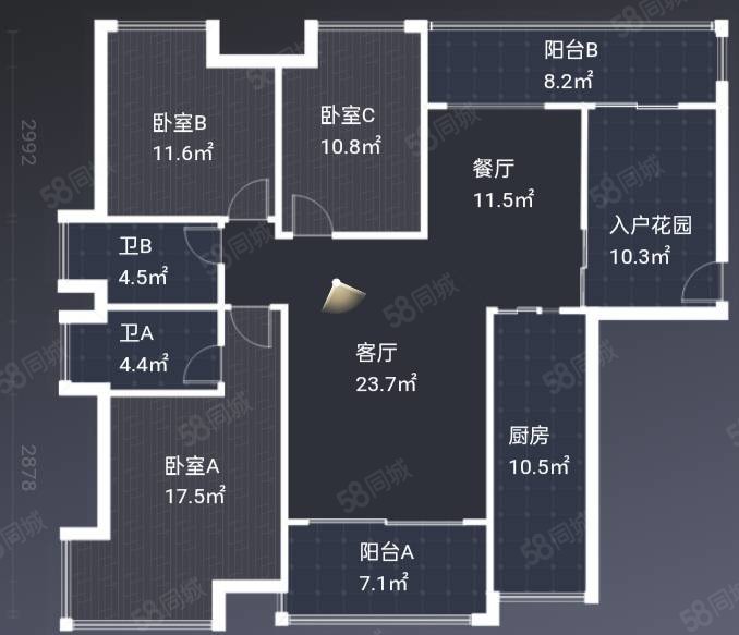 钰海山庄3室2厅2卫128.39㎡南北295万