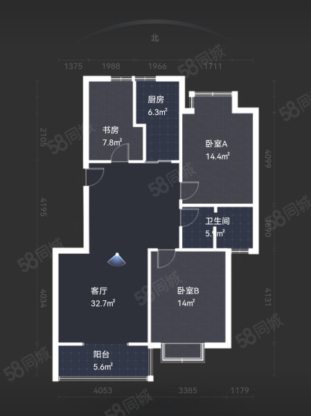 汉南苑3室2厅1卫110㎡南北49万