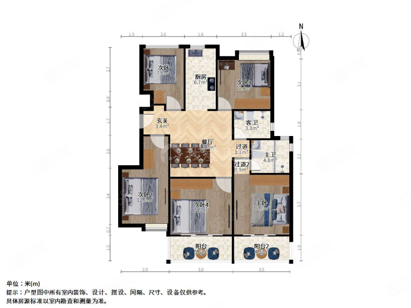 保利独墅西岸5室1厅2卫128.43㎡南北370万