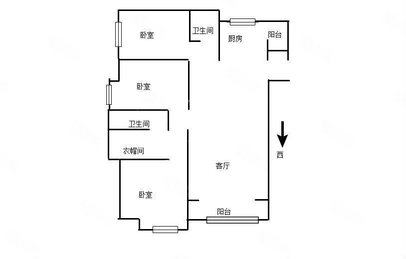 万科学府3室2厅2卫125㎡南北186万