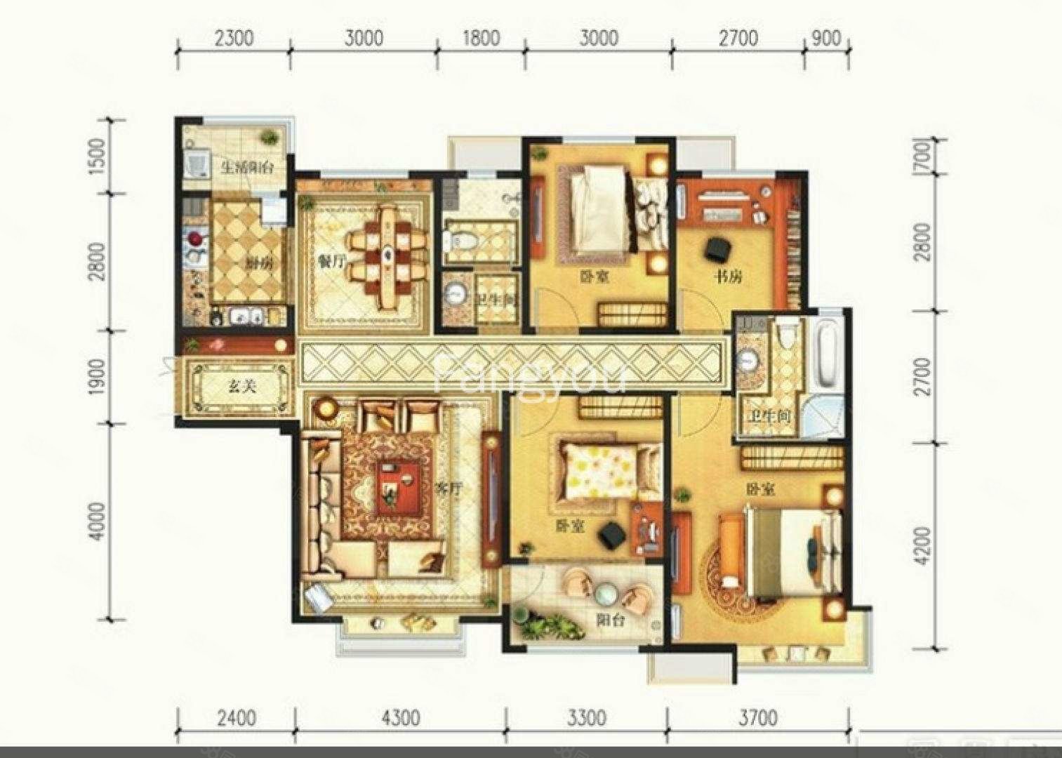 名悦山庄4室2厅2卫144㎡南北570万