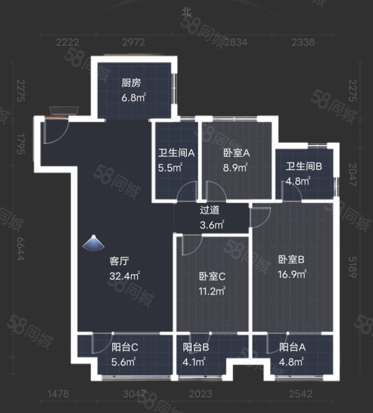 融创中心宸望3室2厅2卫136㎡南138万