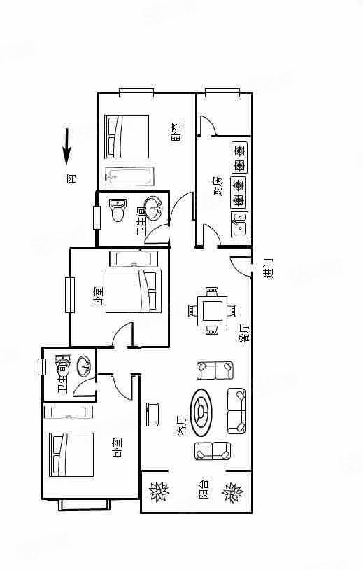 恒大帝景(二期)3室2厅2卫123㎡南北89万