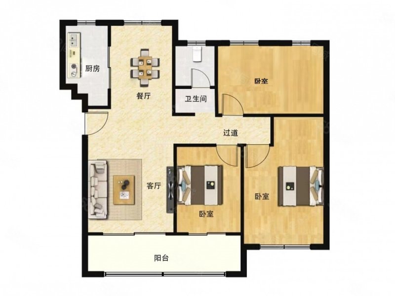 信达公园里3室2厅1卫118.67㎡南北450万