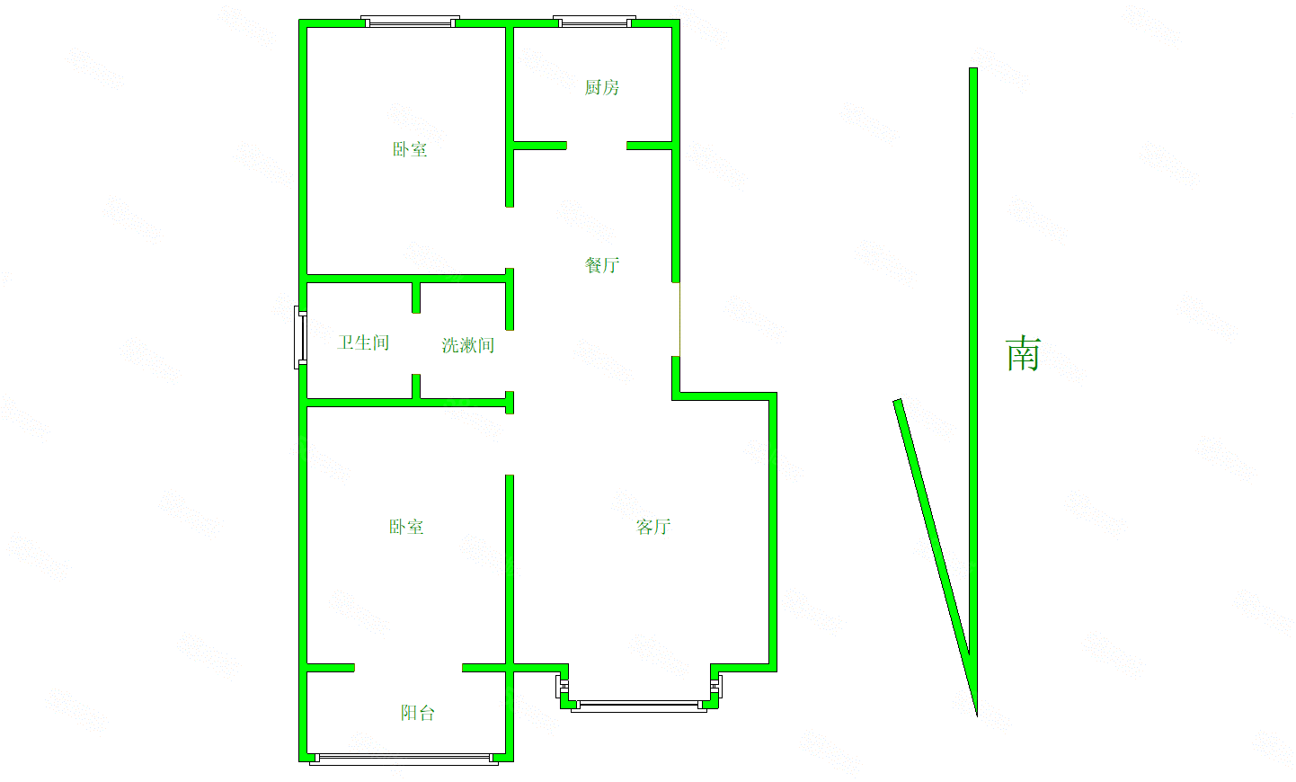 香榭里阳光(北区)2室2厅1卫102.44㎡南北62万