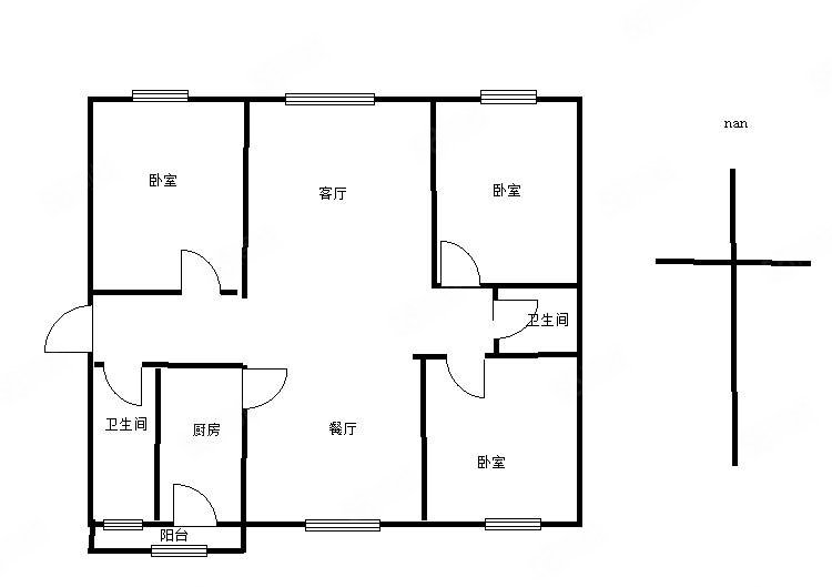 54A街区3室2厅2卫131.26㎡南北62万